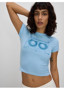 Reserved - T-shirt z nadrukiem - jasnoniebieski ze sklepu Reserved w kategorii Bluzki damskie - zdjęcie 172600100