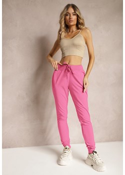 Różowe Dresowe Spodnie o Klasycznym Fasonie z Gumką w Pasie Ivemia ze sklepu Renee odzież w kategorii Spodnie damskie - zdjęcie 172600932