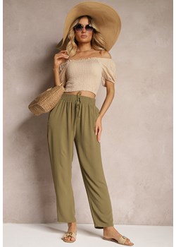 Ciemnozielone Spodnie z Troczkiem w Pasie Kiolia ze sklepu Renee odzież w kategorii Spodnie damskie - zdjęcie 172600942