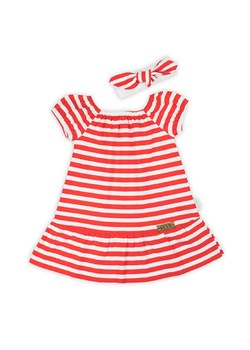 Sukienka dla niemowlaka z opaską w biało-czerwone paski ze sklepu 5.10.15 w kategorii Sukienki niemowlęce - zdjęcie 172601291