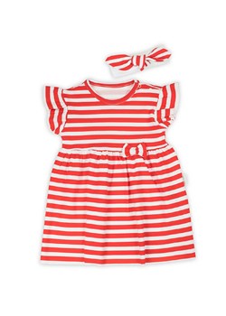 Niemowlęca sukienka z opaską w biało-czerwone paski ze sklepu 5.10.15 w kategorii Odzież dla niemowląt - zdjęcie 172601304