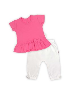 Komplet dla niemowlaka - różowa bluzka i kremowe spodnie ze sklepu 5.10.15 w kategorii Odzież dla niemowląt - zdjęcie 172601323