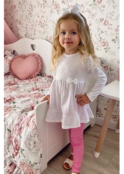 Komplet biało-malinowy- bluzka z długim rękawem, legginsy i opaska ze sklepu 5.10.15 w kategorii Komplety dziewczęce - zdjęcie 172601324