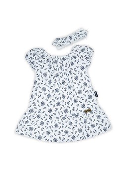 Biała sukienka hiszpanka z krótkim rękawem i opaską - kotwice ze sklepu 5.10.15 w kategorii Sukienki niemowlęce - zdjęcie 172601352