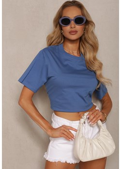 Niebieska T-shirt Koszulka z Bawełny Delestina ze sklepu Renee odzież w kategorii Bluzki damskie - zdjęcie 172602143