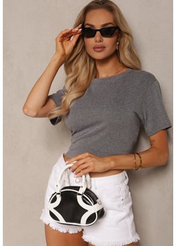 Ciemnoszara Koszulka z Bawełny o Fasonie T-shirt Lormarka ze sklepu Renee odzież w kategorii Bluzki damskie - zdjęcie 172602163