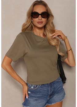 Zielona Koszulka z Bawełny bez Zdobień Danlekia ze sklepu Renee odzież w kategorii Bluzki damskie - zdjęcie 172602173