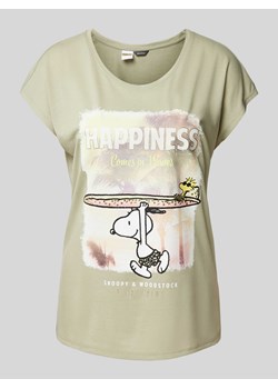 T-shirt z dodatkiem wiskozy i zwierzęcym Peanuts® ze sklepu Peek&Cloppenburg  w kategorii Bluzki damskie - zdjęcie 172602204
