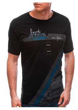 T-shirt męski z nadrukiem 1665S - czarny ze sklepu Edoti w kategorii T-shirty męskie - zdjęcie 172602974