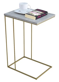Druciany stolik pomocniczy beton + złoty - Texti 4X ze sklepu Edinos.pl w kategorii Biurka i sekretarzyki - zdjęcie 172605341