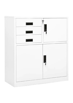 Biała stalowa szafka biurowa na klucz - Umiva ze sklepu Edinos.pl w kategorii Meble biurowe - zdjęcie 172605343
