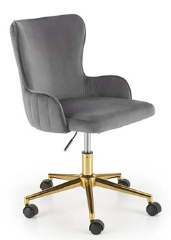 Szary welurowy fotel obrotowy - Zipox ze sklepu Edinos.pl w kategorii Krzesła biurowe - zdjęcie 172605410