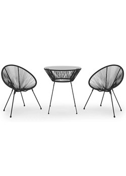 Dwa krzesła i okrągły stolik w zestawie ogrodowym - Xenos ze sklepu Edinos.pl w kategorii Zestawy mebli ogrodowych - zdjęcie 172605491