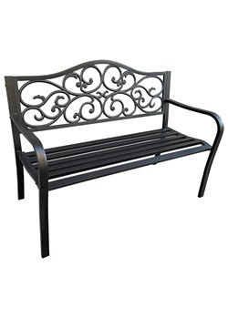Czarna metalowa ławka z oparciem - Targenor 5X ze sklepu Edinos.pl w kategorii Ławki ogrodowe - zdjęcie 172605704