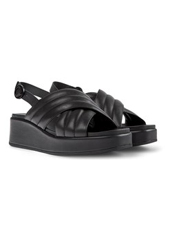 Camper Skórzane sandały w kolorze czarnym na koturnie ze sklepu Limango Polska w kategorii Sandały damskie - zdjęcie 172607074