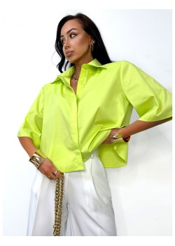 Krótka koszula oversize MIKAL - limonkowa ze sklepu magmac.pl w kategorii Koszule damskie - zdjęcie 172607214