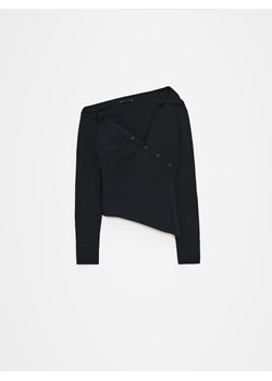Mohito - Czarna bluzka z asymetrycznym dekoltem - czarny ze sklepu Mohito w kategorii Bluzki damskie - zdjęcie 172607983