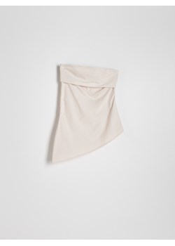 Reserved - Asymetryczny top z drapowaniem - kremowy ze sklepu Reserved w kategorii Bluzki damskie - zdjęcie 172608550
