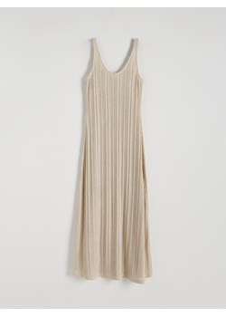 Reserved - Dzianinowa sukienka maxi z metalizowaną nitką - beżowy ze sklepu Reserved w kategorii Sukienki - zdjęcie 172608790