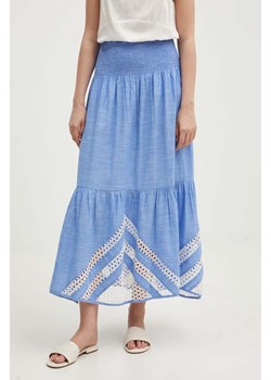 La Petite Française spódnica bawełniana JAPON kolor niebieski maxi rozkloszowana ze sklepu ANSWEAR.com w kategorii Spódnice - zdjęcie 172610692