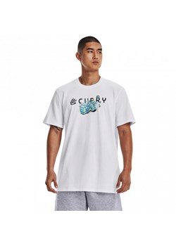 Męski t-shirt z nadrukiem Under Armour  Curry Trolly Heavyweight Short Sleeve - biały ze sklepu Sportstylestory.com w kategorii T-shirty męskie - zdjęcie 172611422