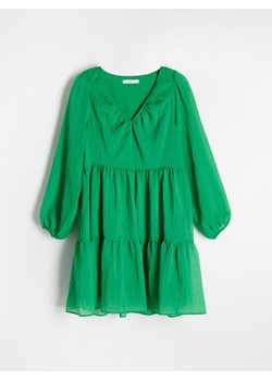 Reserved - Sukienka ze strukturalnej tkaniny - zielony ze sklepu Reserved w kategorii Sukienki - zdjęcie 172612251