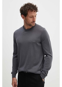 BOSS sweter wełniany męski kolor szary ze sklepu ANSWEAR.com w kategorii Swetry męskie - zdjęcie 172615040