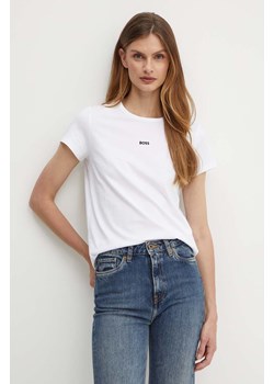 BOSS t-shirt bawełniany kolor biały ze sklepu ANSWEAR.com w kategorii Bluzki damskie - zdjęcie 172615050