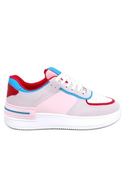 Sneakersy kolorowe Adames Red białe ze sklepu ButyModne.pl w kategorii Buty sportowe damskie - zdjęcie 172616102
