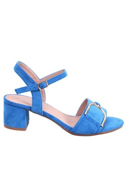 Sandałki na niskim obcasie Parisy Blue niebieskie ze sklepu ButyModne.pl w kategorii Sandały damskie - zdjęcie 172616130