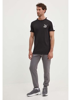 Puma t-shirt  T7 męski kolor czarny z aplikacją 538204 ze sklepu PRM w kategorii T-shirty męskie - zdjęcie 172617203
