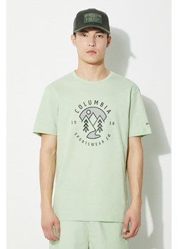 Columbia t-shirt bawełniany Rapid Ridge kolor zielony z nadrukiem 1888813 ze sklepu PRM w kategorii T-shirty męskie - zdjęcie 172617240