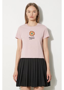 Maison Kitsuné t-shirt bawełniany Floating Flower Baby damski kolor różowy MW00123KJ0008 ze sklepu PRM w kategorii Bluzki damskie - zdjęcie 172617613