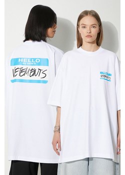 VETEMENTS t-shirt bawełniany My Name Is Vetements T-Shirt kolor biały z nadrukiem UE64TR130W ze sklepu PRM w kategorii T-shirty męskie - zdjęcie 172617701