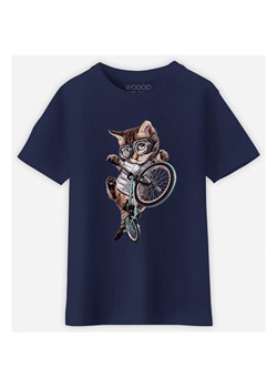 WOOOP Koszulka &quot;BMX cat&quot; w kolorze granatowym ze sklepu Limango Polska w kategorii Bluzki dziewczęce - zdjęcie 172618181