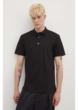 HUGO polo bawełniane kolor czarny gładki 50517638 ze sklepu ANSWEAR.com w kategorii T-shirty męskie - zdjęcie 172619192