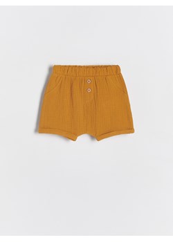 Reserved - Szorty z bawełnianego muślinu - brązowy ze sklepu Reserved w kategorii Spodnie i półśpiochy - zdjęcie 172619964