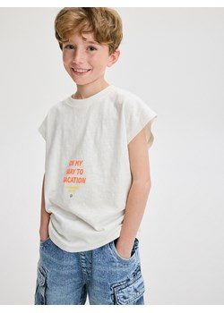 Reserved - T-shirt oversize z nadrukiem - złamana biel ze sklepu Reserved w kategorii T-shirty chłopięce - zdjęcie 172620153