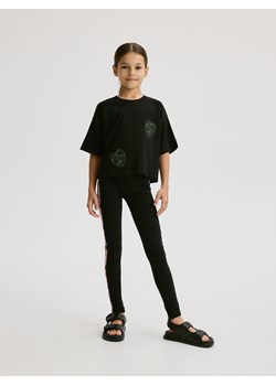 Reserved - T-shirt z aplikacją - czarny ze sklepu Reserved w kategorii Bluzki dziewczęce - zdjęcie 172620304