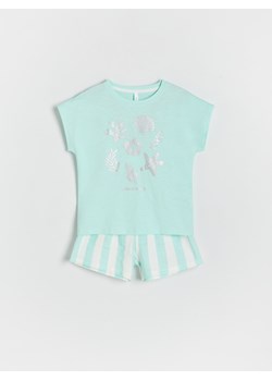 Reserved - Bawełniana piżama - jasnozielony ze sklepu Reserved w kategorii Piżamy dziecięce - zdjęcie 172620383