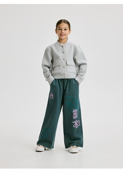 Reserved - Spodnie dresowe wide leg - ciemnozielony ze sklepu Reserved w kategorii Spodnie dziewczęce - zdjęcie 172620542
