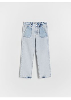 Reserved - Jeansy straight fit z efektem sprania - niebieski ze sklepu Reserved w kategorii Spodnie dziewczęce - zdjęcie 172620563