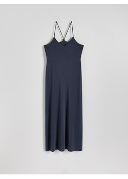 Reserved - Sukienka maxi na ramiączkach z modalu - granatowy ze sklepu Reserved w kategorii Sukienki - zdjęcie 172620580