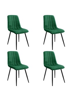 Komplet 4 eleganckich tapicerowanych krzeseł butelkowa zieleń - Soniro 4X ze sklepu Edinos.pl w kategorii Krzesła - zdjęcie 172624640