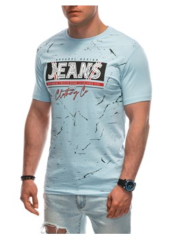 T-shirt męski z nadrukiem 1937S - jasnoniebieski ze sklepu Edoti w kategorii T-shirty męskie - zdjęcie 172627584