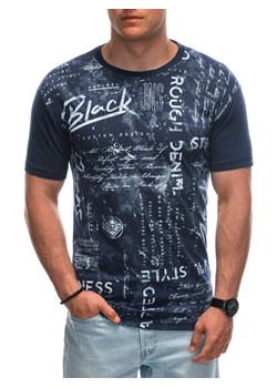 T-shirt męski z nadrukiem 1941S - granatowy ze sklepu Edoti w kategorii T-shirty męskie - zdjęcie 172627600