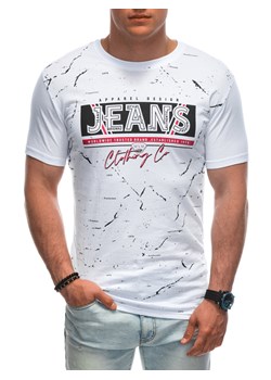 T-shirt męski z nadrukiem 1937S - biały ze sklepu Edoti w kategorii T-shirty męskie - zdjęcie 172627603