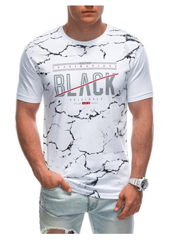 T-shirt męski z nadrukiem 1938S - biały ze sklepu Edoti w kategorii T-shirty męskie - zdjęcie 172627642