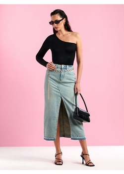 Sinsay - Spódnica midi jeansowa - turkusowy ze sklepu Sinsay w kategorii Spódnice - zdjęcie 172628512