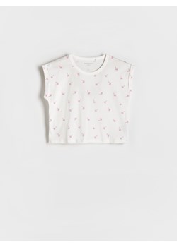 Reserved - T-shirt z nadrukiem - złamana biel ze sklepu Reserved w kategorii Bluzki dziewczęce - zdjęcie 172628962